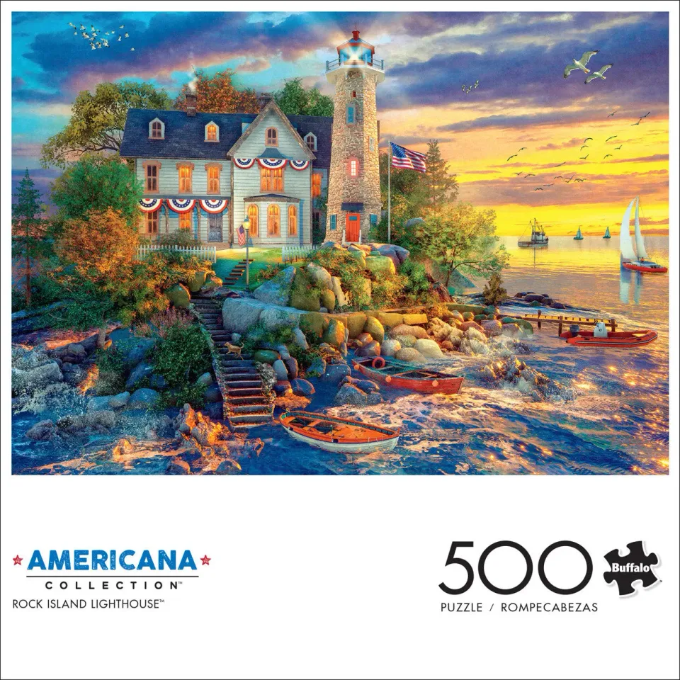 Buffalo Games Americana Rock Island Lighthouse puslespil 500 brikker