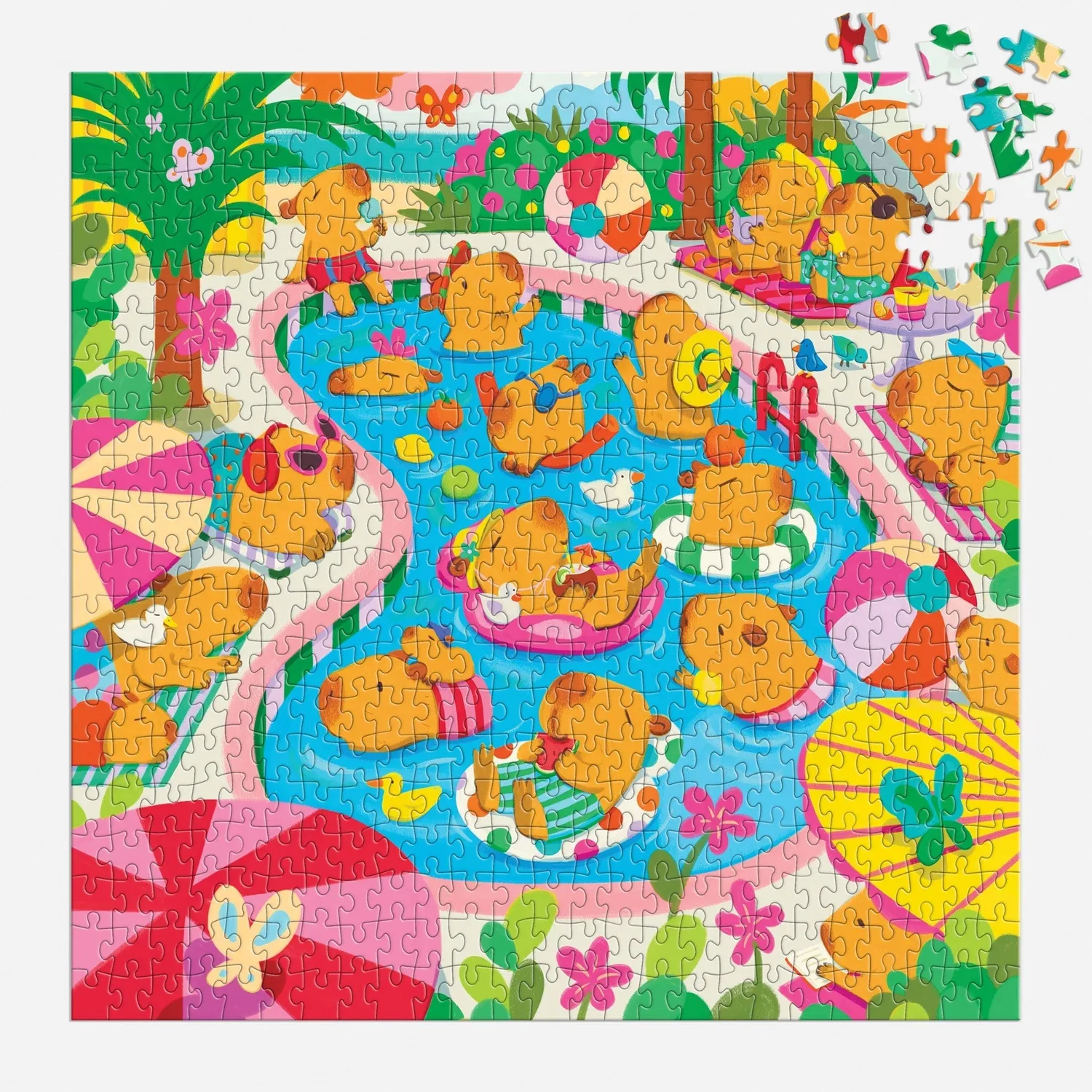 Good Puzzle Co. Valerie Nelson Capybara Pool Day puslespil 500 brikker