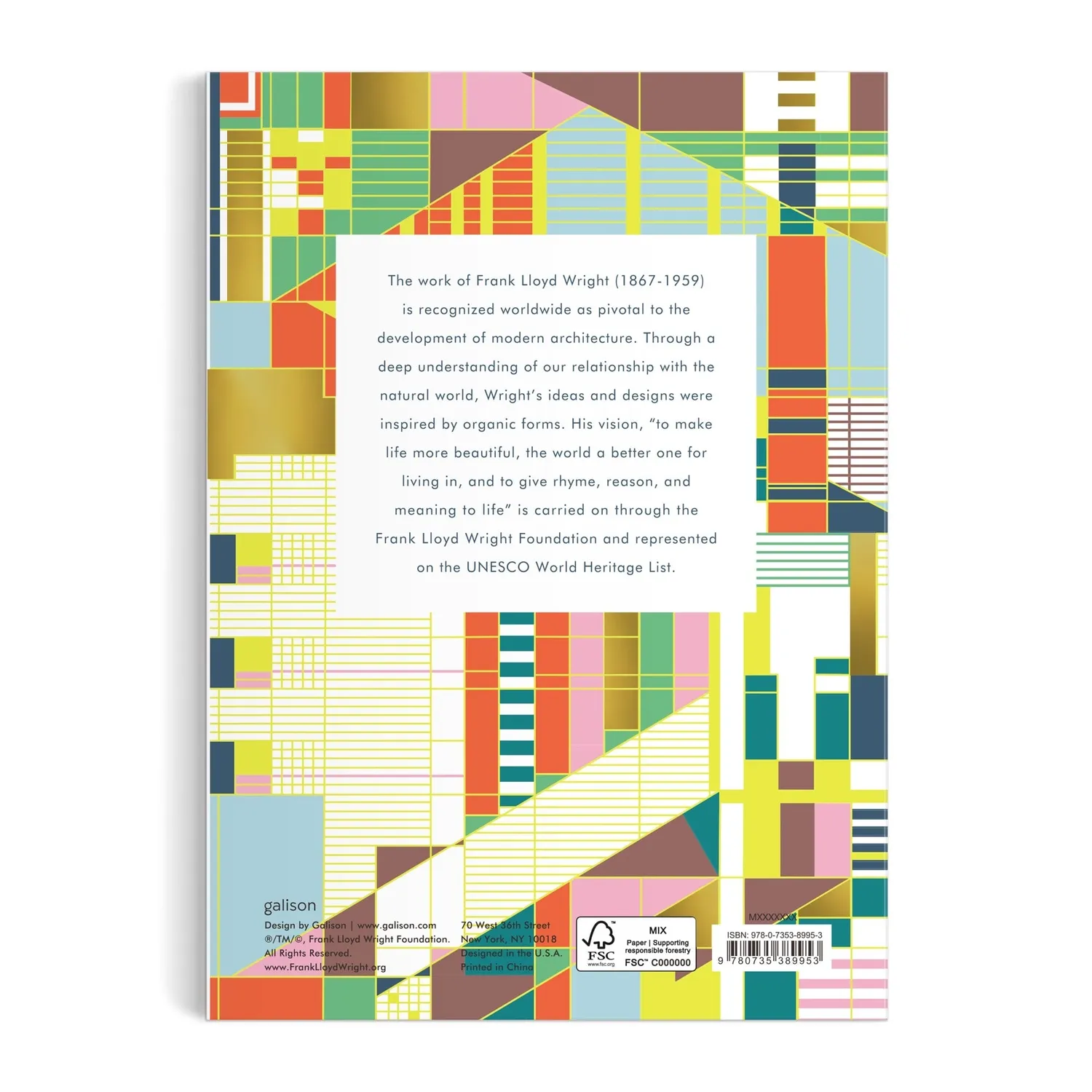 Galison Frank Lloyd Wright Hillside Curtain notesbog A5 linjeret