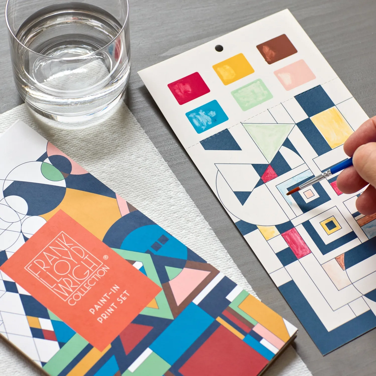 Good Puzzle Co. Frank Lloyd Wright malesæt 6 kort geometri