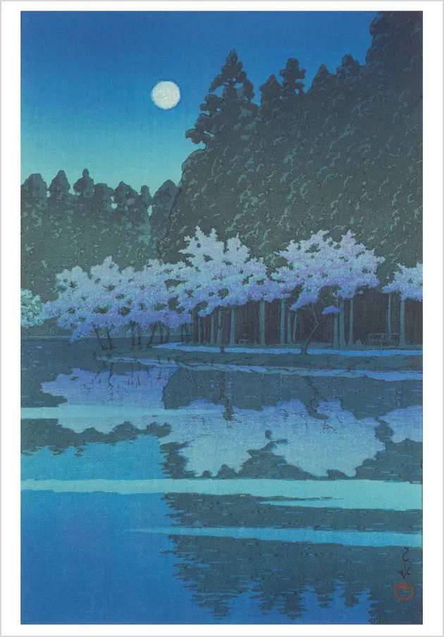 Pomegranate Kawase Hasui Spring Night at Inokashira kort enkelt
