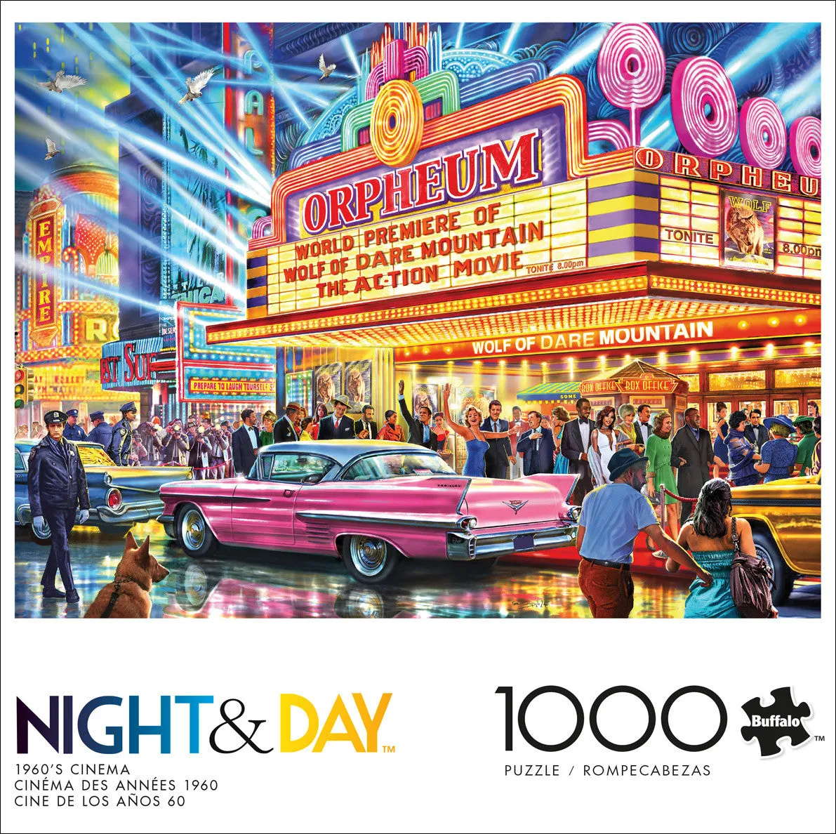 Buffalo Games Night Day 1960s Cinema puslespil 1000 brikker biograf