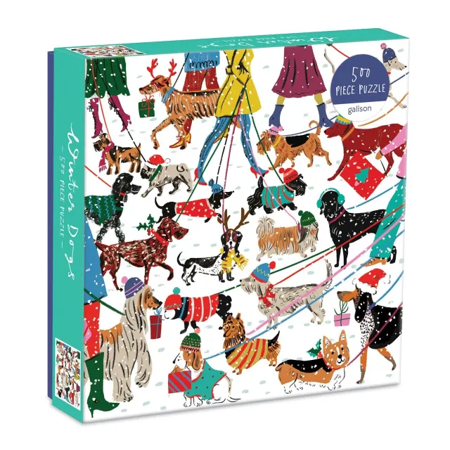 Galison Louise Cunningham Winter Dogs puslespil 500 brikker jul