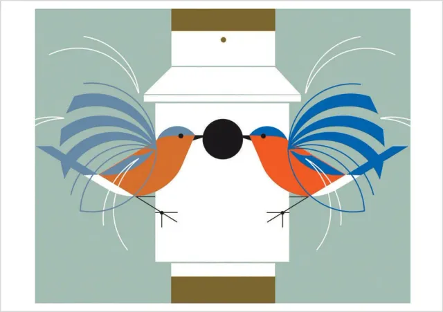 Pomegranate Charley Harper Homecoming kort enkelt fugl