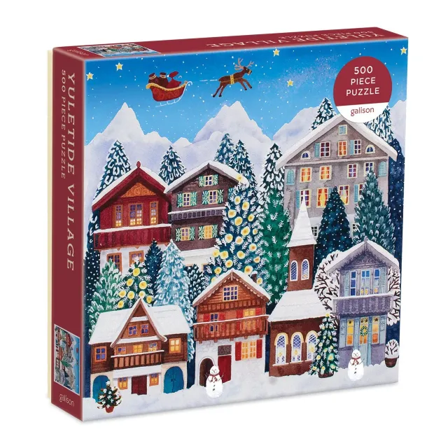 Galison Yuletide Village puslespil 500 brikker jul kvadratisk