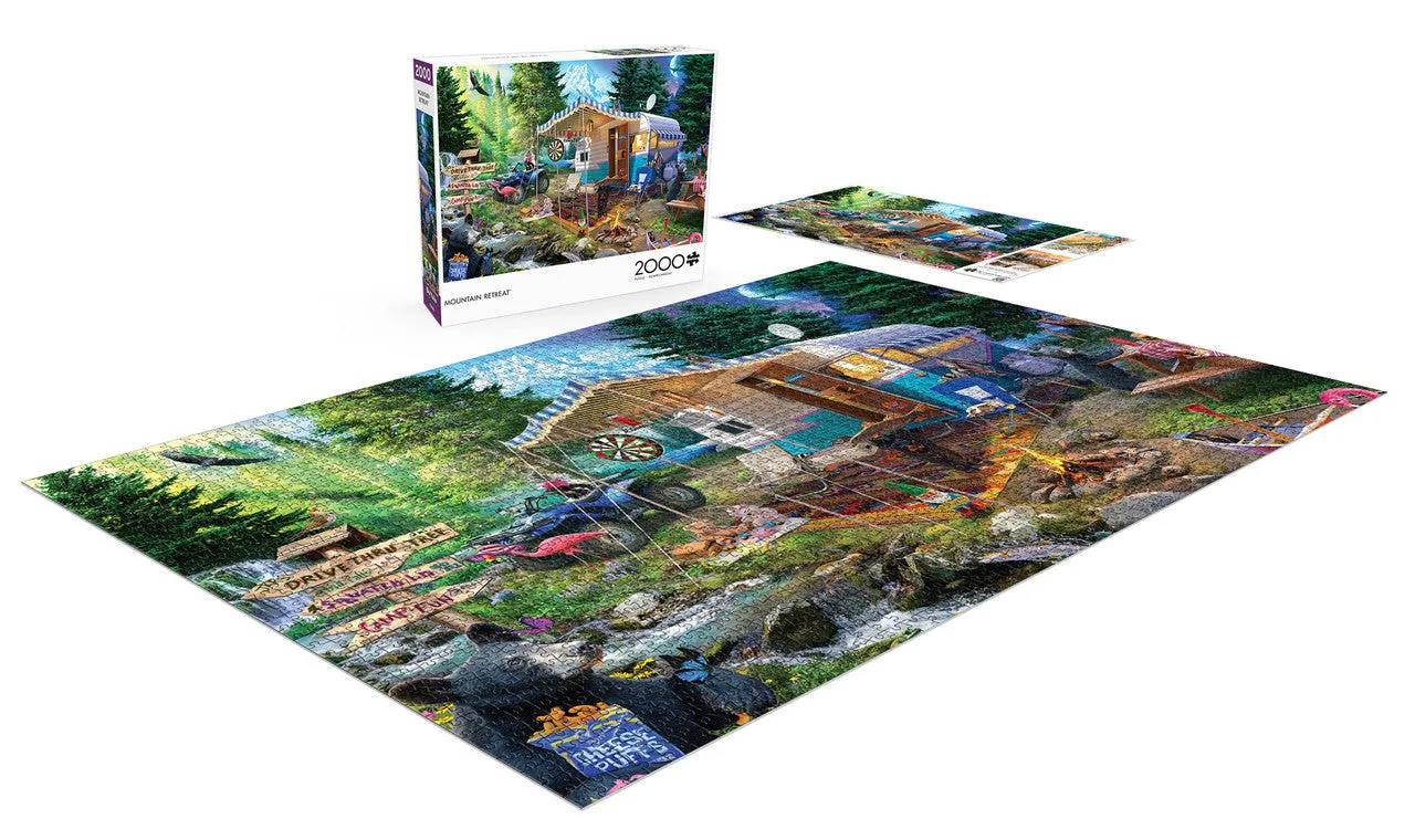 Buffalo Games Mountain Retreat puslespil 2000 brikker hytte