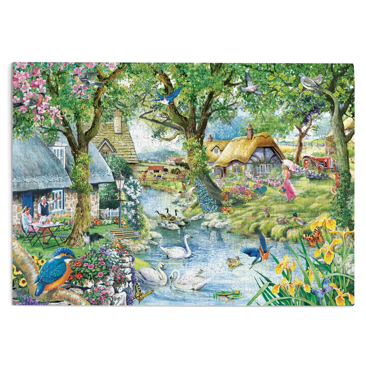 House of Puzzle BIG Kingfisher Cottage puslespil 500 brikker flod