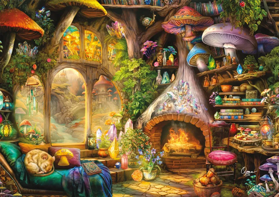 Buffalo Games Aimee Stewart Merry Mushroom Cottage puslespil 300 brikker