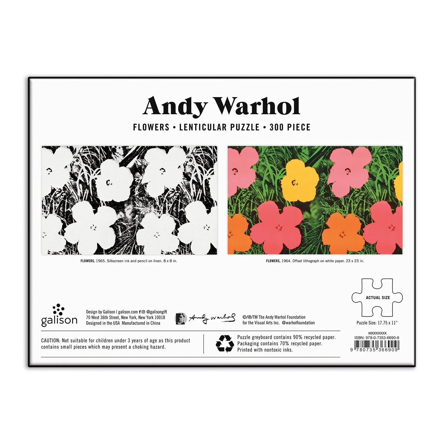 Galison Andy Warhol Flowers puslespil 300 brikker linse