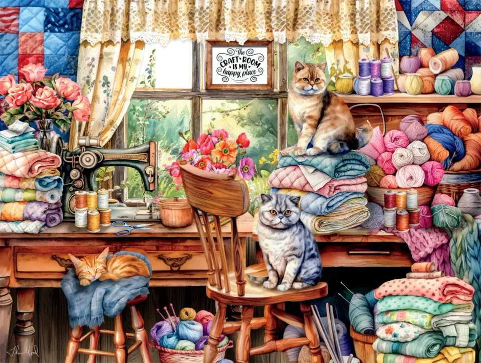 Buffalo Games Cats Crafty Cat Crafts puslespil 750 brikker katte