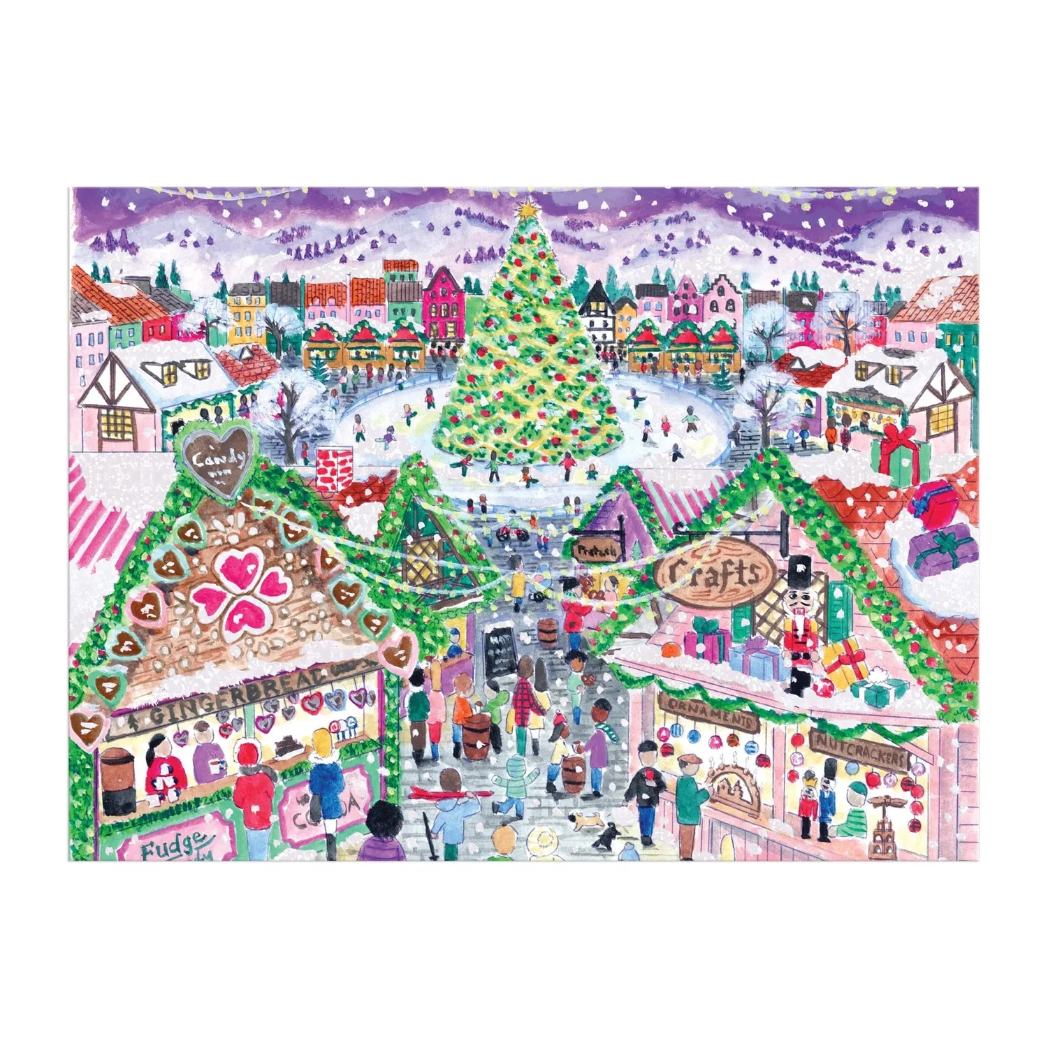 Good Puzzle Co. Holiday Village Market puslespil 1000 brikker folie jul