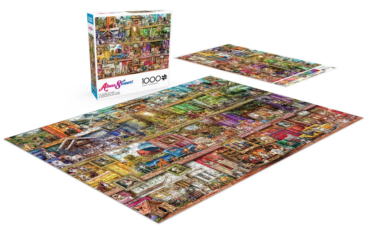 Buffalo Games Aimee Stewart The Library of Dogs puslespil 1000 hunde