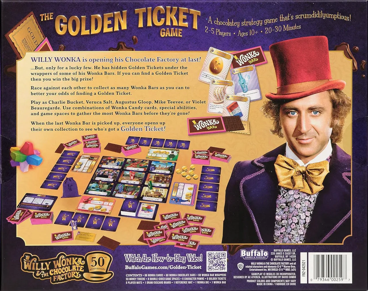 Buffalo Games Golden Ticket brætspil Willy Wonka dansk