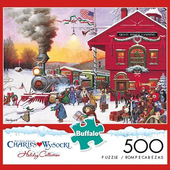 Buffalo Games Charles Wysocki Whistle Stop Christmas puslespil 500 brikker jul