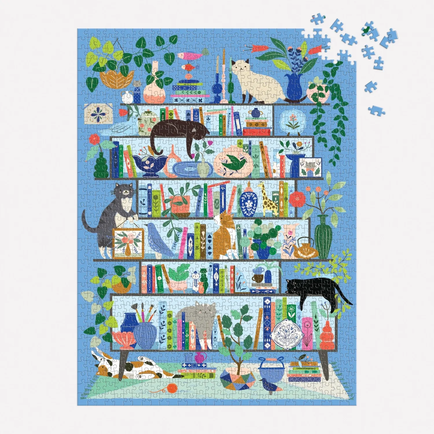 Good Puzzle Co. Purrfect Nook puslespil 1000 brikker kattehylde
