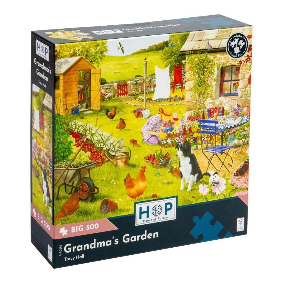 House of Puzzles BIG 500 Grandma's Garden puslespil blomster