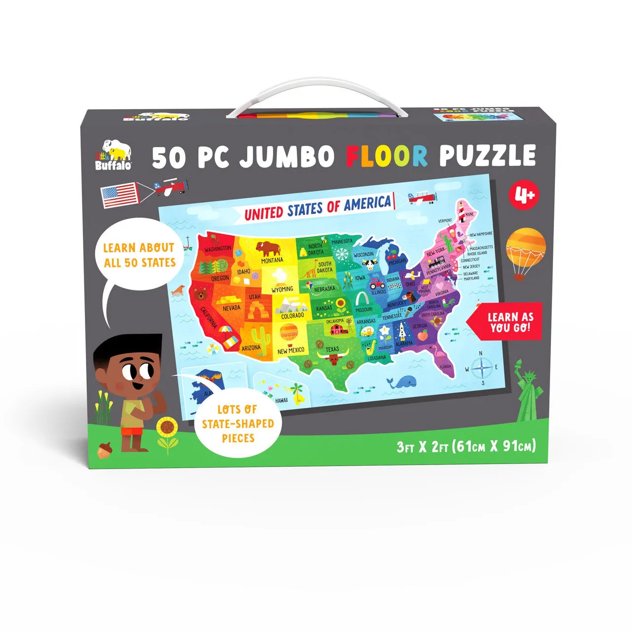 Little Buffalo Map of the USA børnepuslespil USA-kort gulv