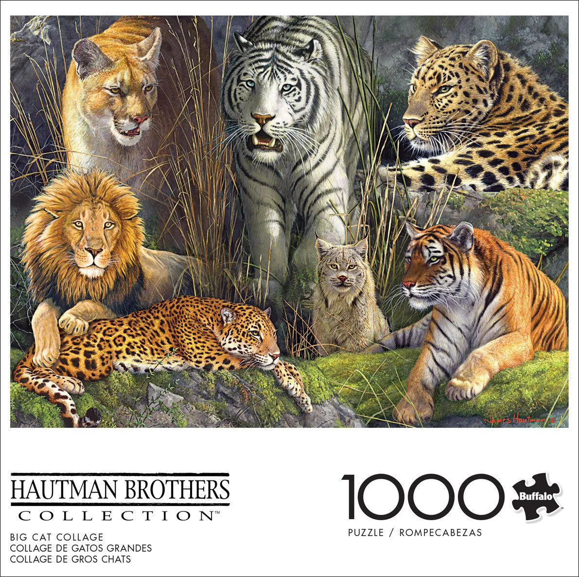 Buffalo Games Hautman Big Cat Collage puslespil 1000 brikker dyr