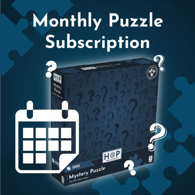 House of Puzzles puslespil abonnement 1000 brikker mystery hver måned