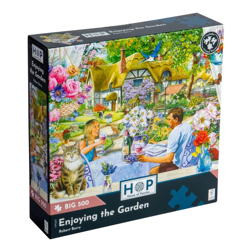 House of Puzzle BIG Enjoying Garden puslespil 500 brikker havemotiv
