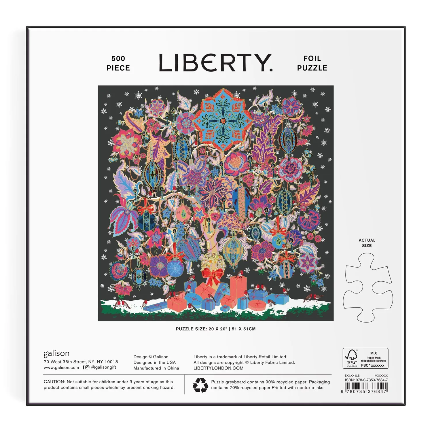 Galison Liberty Christmas Tree of Life puslespil 500 brikker folie