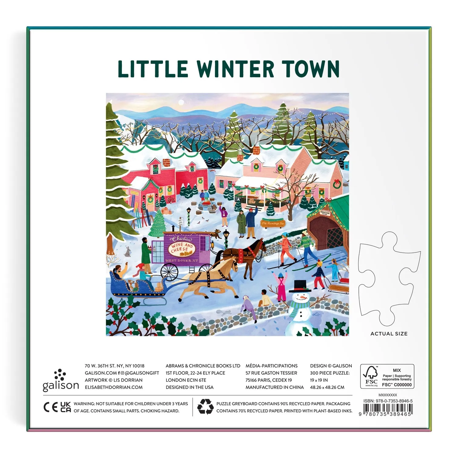 Galison Little Winter Town puslespil 300 brikker store