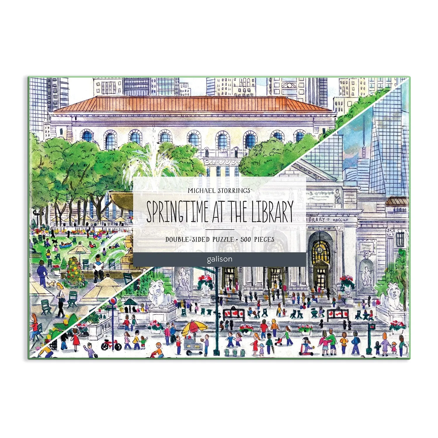 Galison Springtime Library puslespil 500 brikker dobbeltsidet