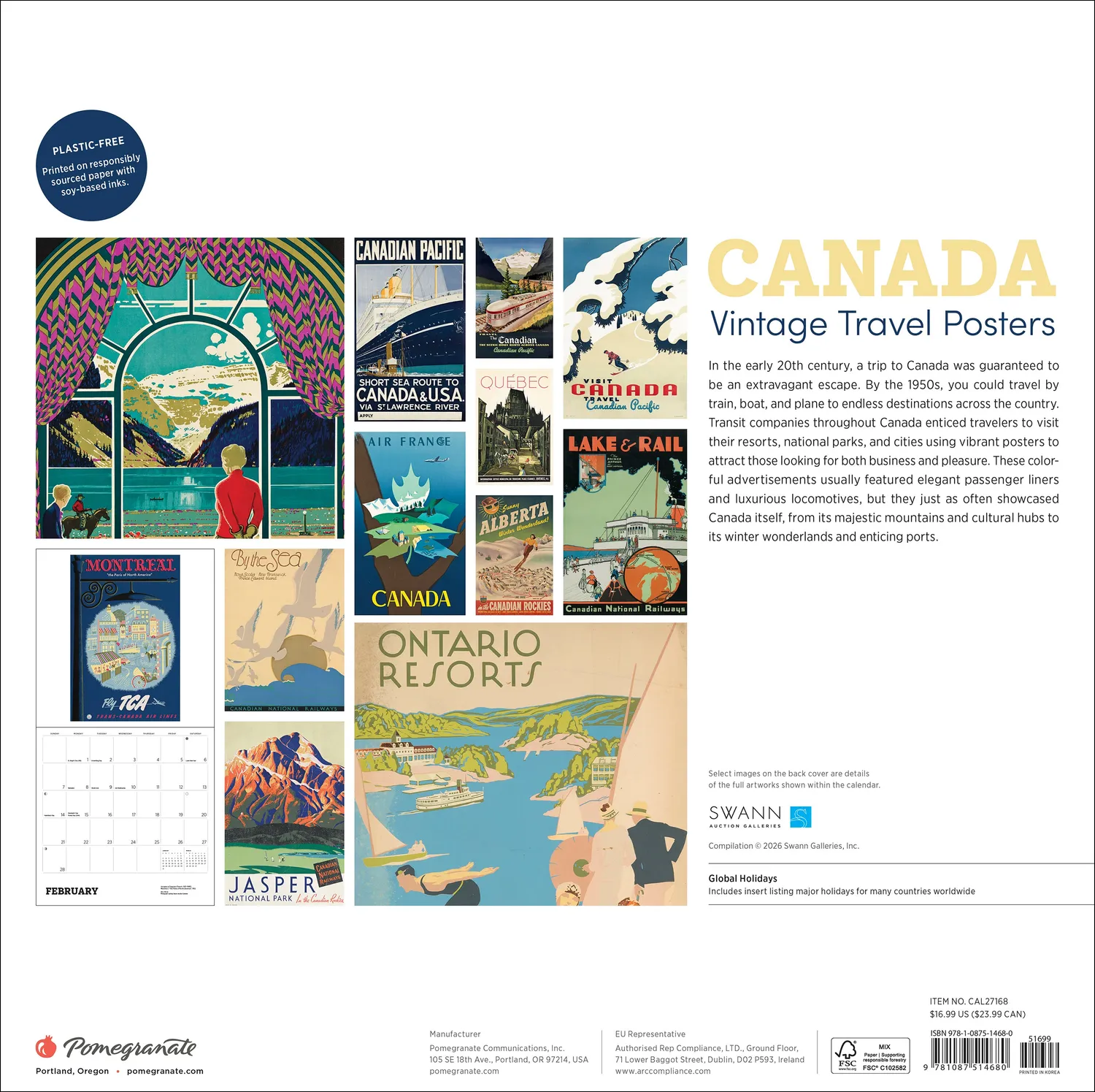 Vintage Travel Posters Canada vægkalender 2027 tog