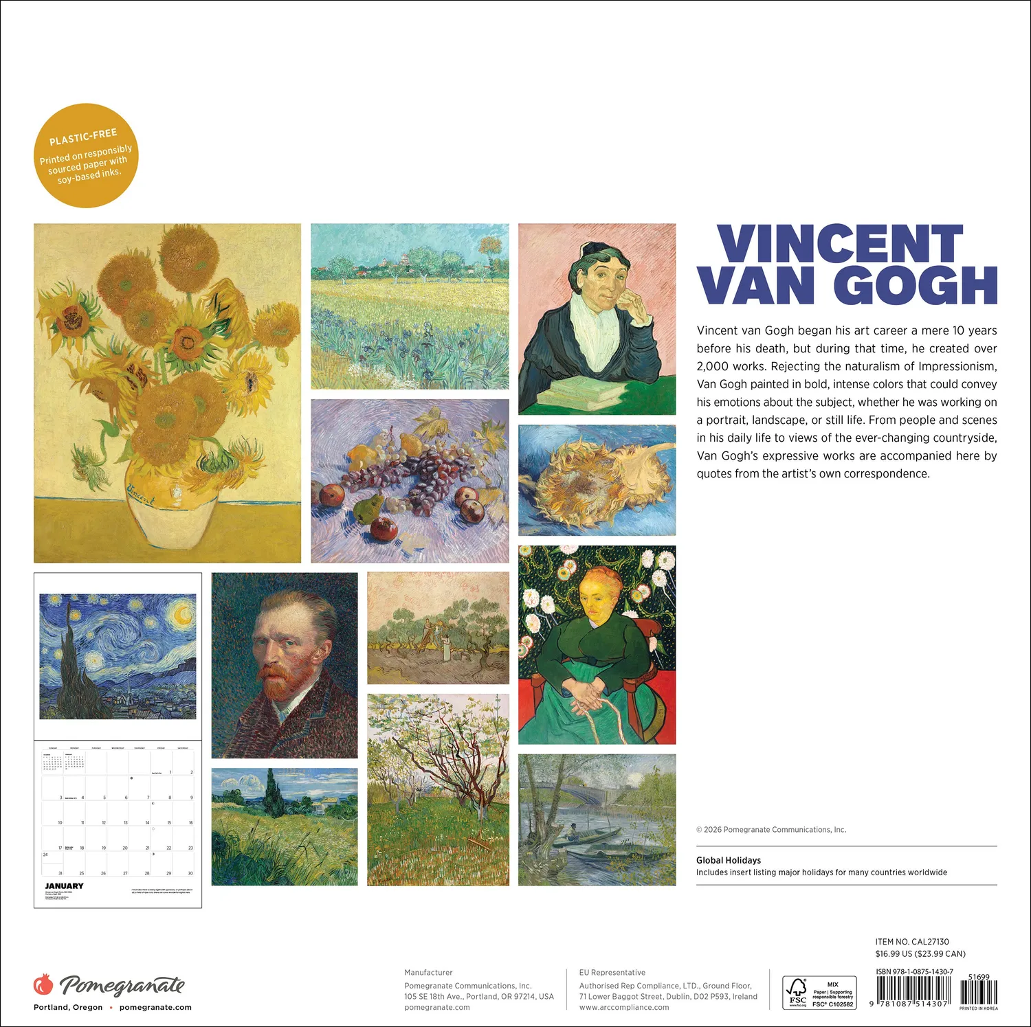 Pomegranate Vincent van Gogh 2027 vægkalender landskaber