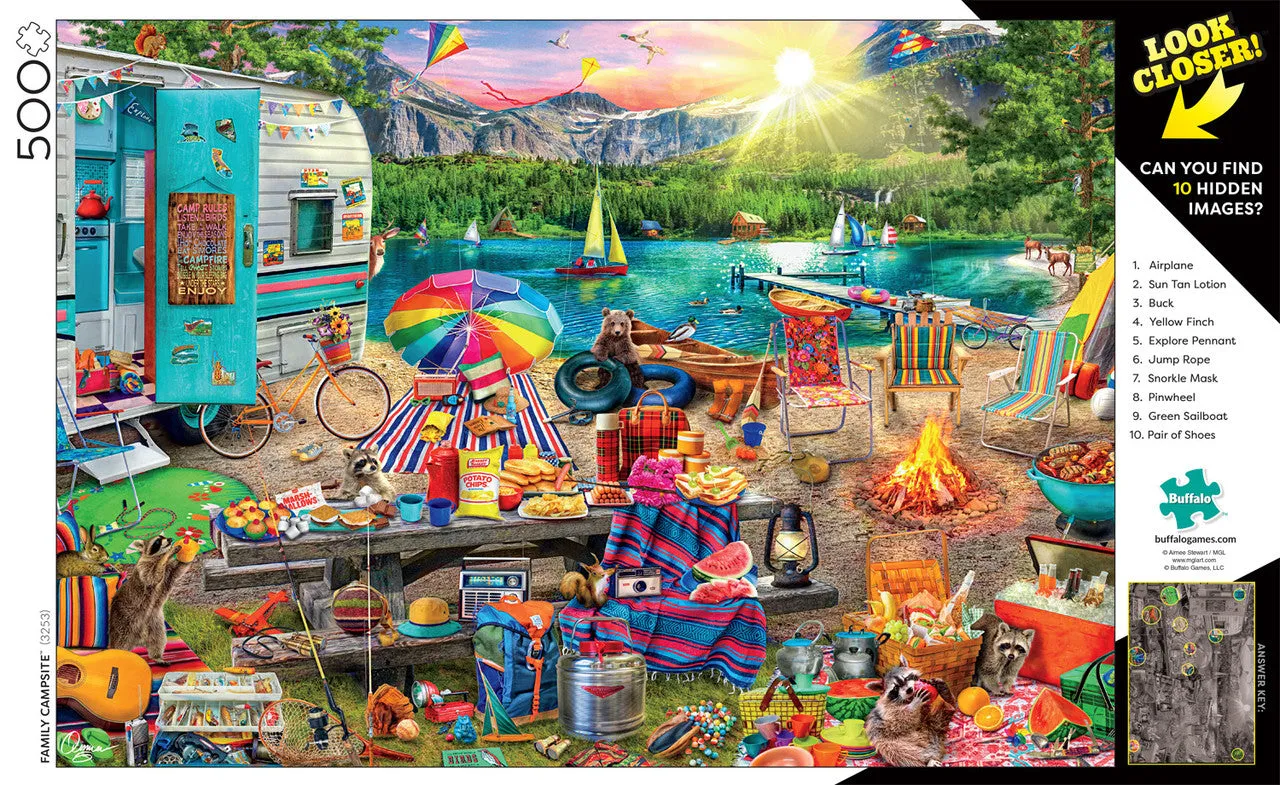 Buffalo Games Look Closer Family Campsite puslespil 500 brikker camping