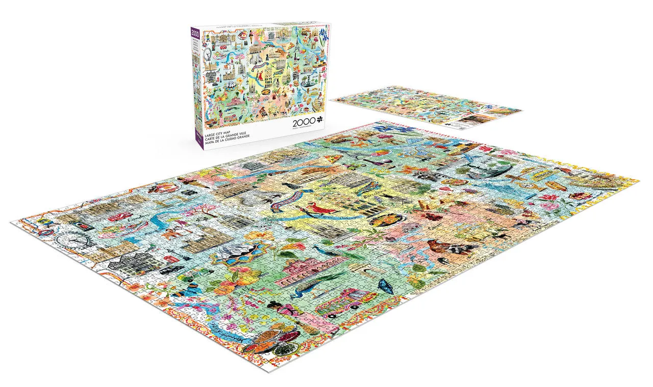 Buffalo Games Large City Map puslespil 2000 brikker verdenskort