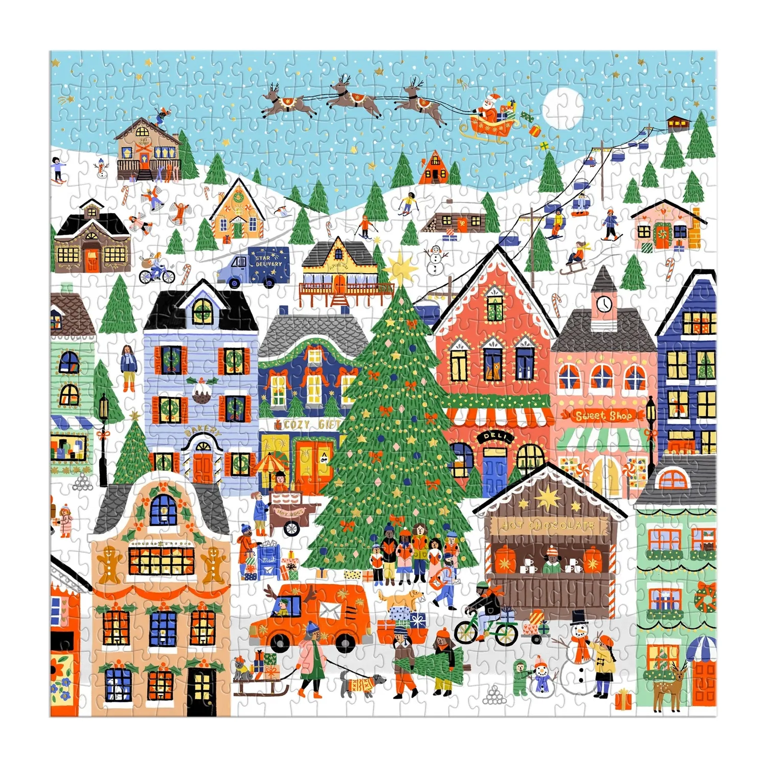 Good Puzzle Co. Merryville puslespil 500 brikker folie jul