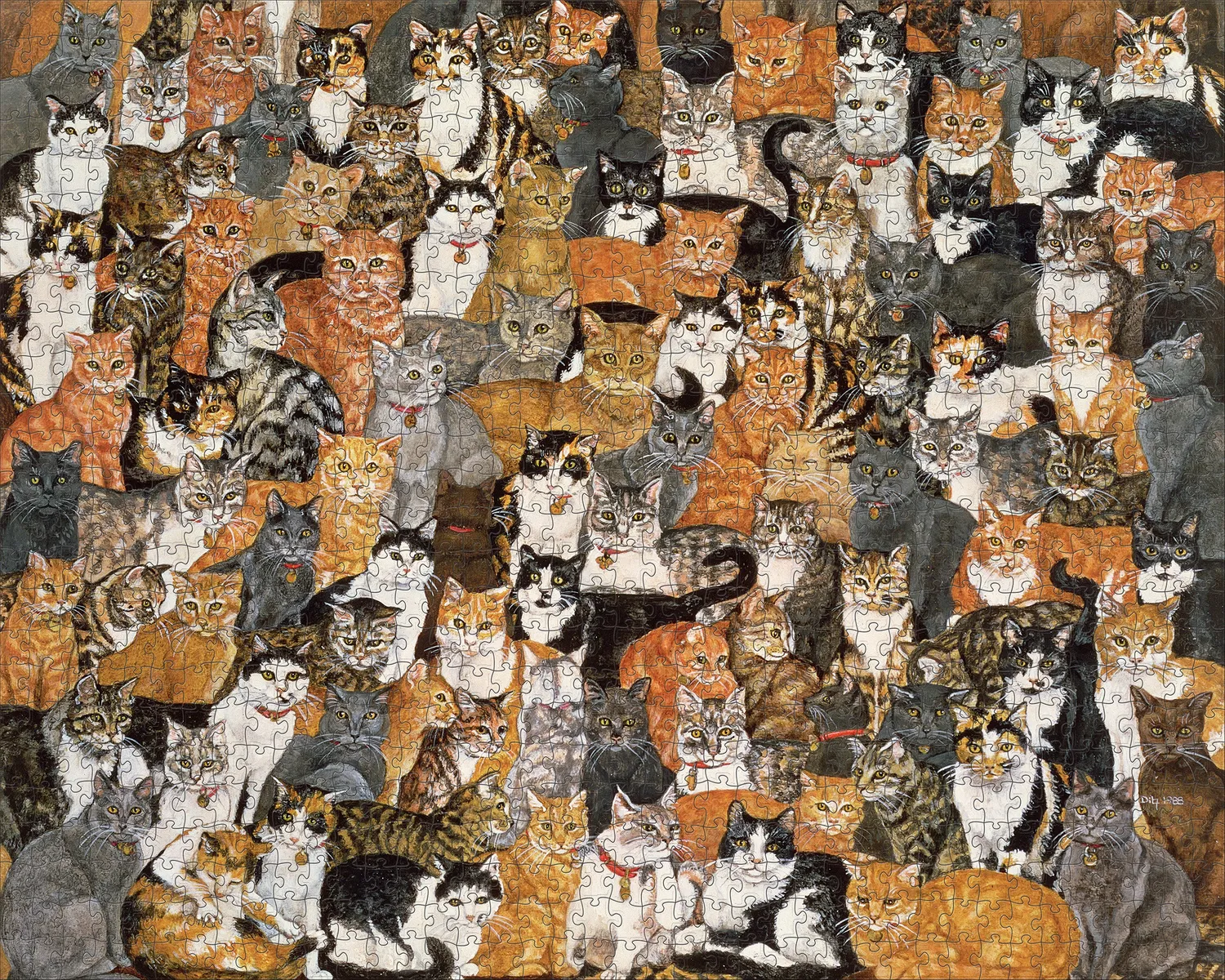 Pomegranate Ditz Double Cat-Spread puslespil 1000 brikker