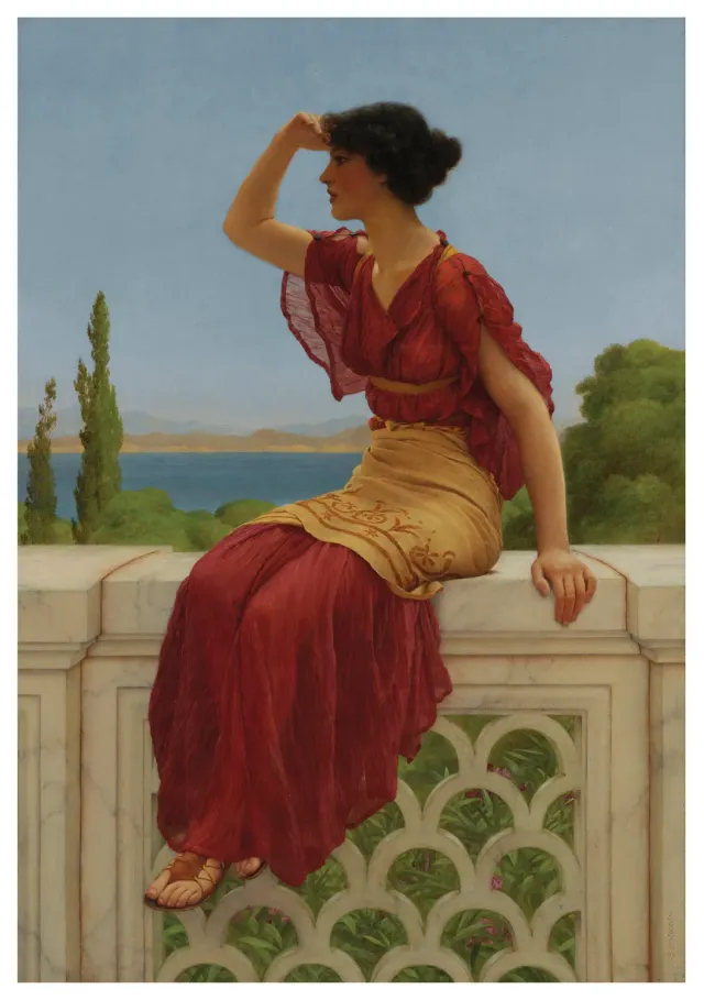 Pomegranate John William Godward The Signal brevkort enkelt blankt