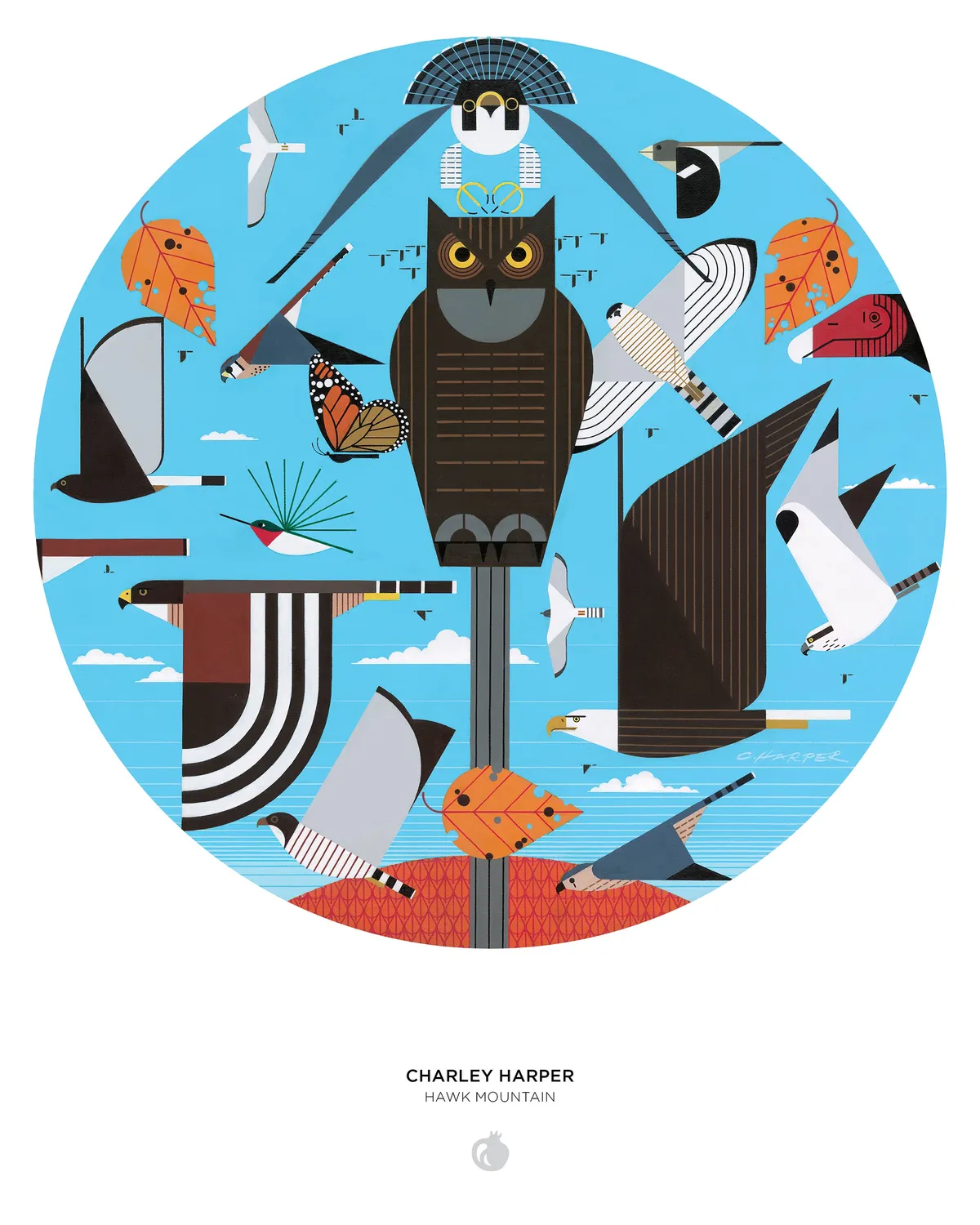 Pomegranate Charley Harper Hawk Mountain puslespil 500 rund