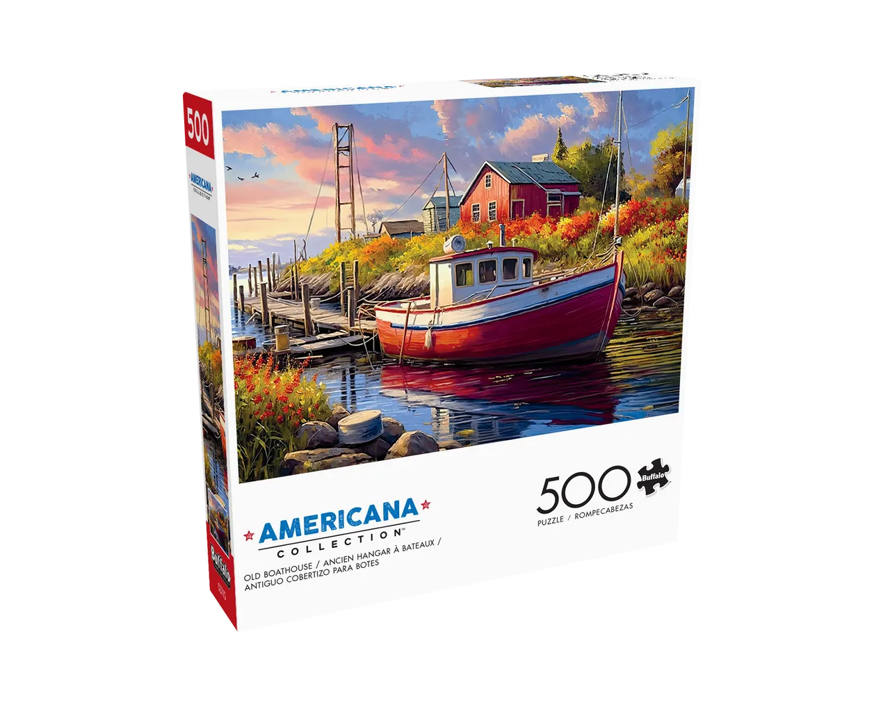 Buffalo Games Americana Old Boathouse puslespil 500 brikker flodmotiv
