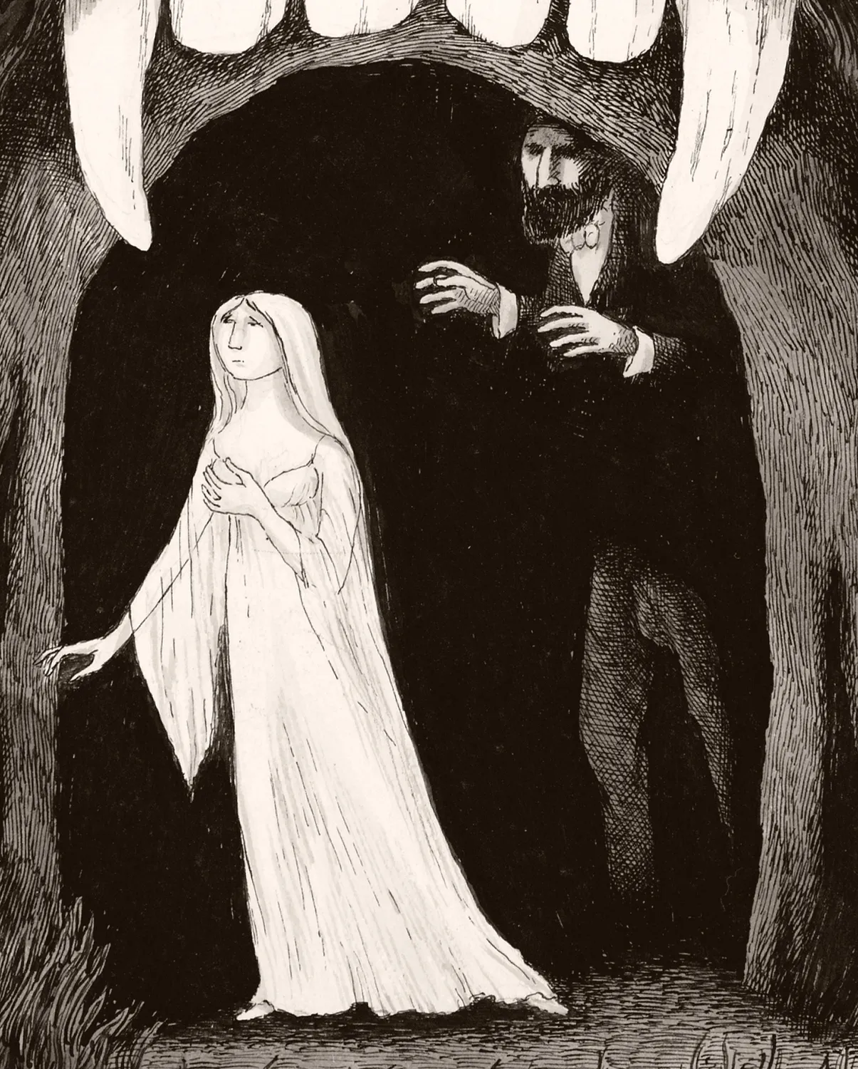 Pomegranate Edward Gorey Dracula and Lucy bogmærke gotisk