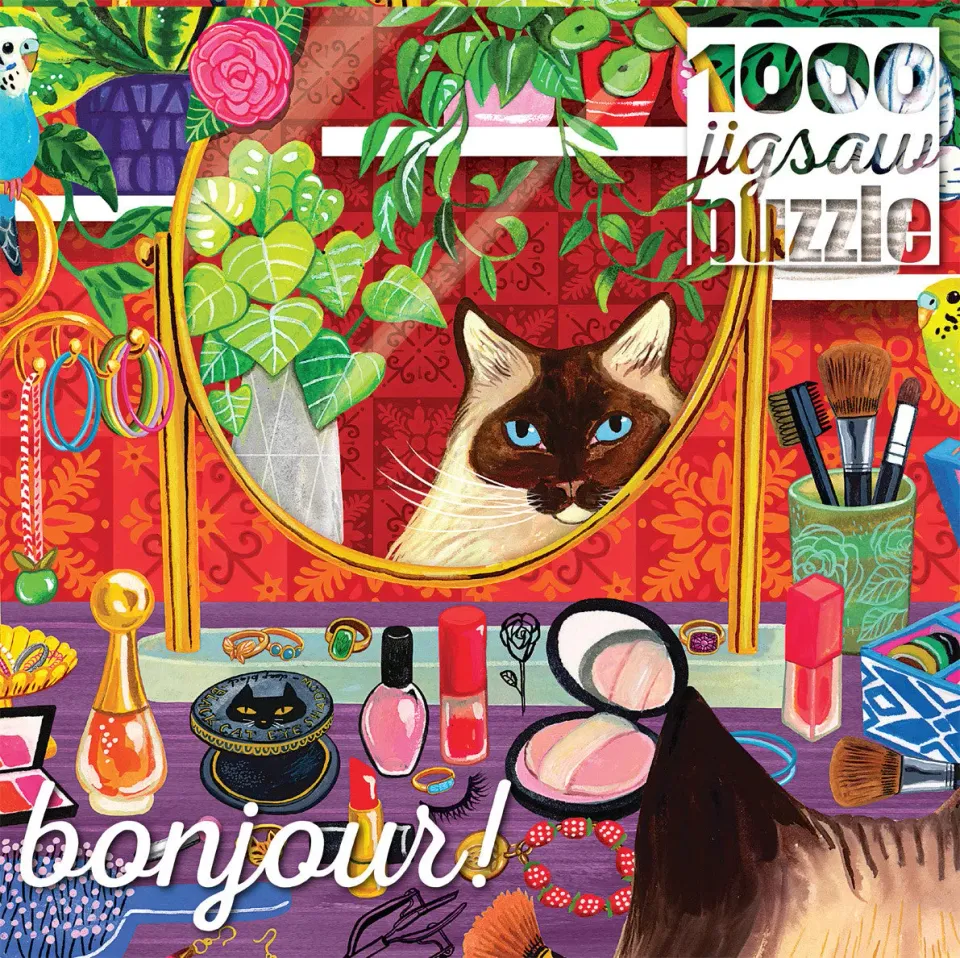 Buffalo Games Bonjour Little Luxuries puslespil 1000 brikker kattemotiv