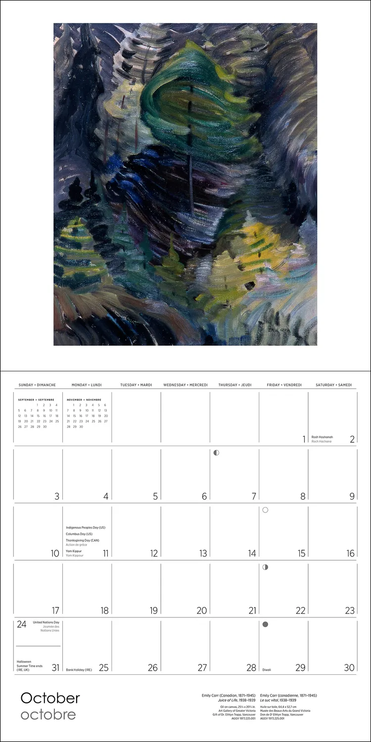 Emily Carr 2027 vægkalender landskaber 12 måneder