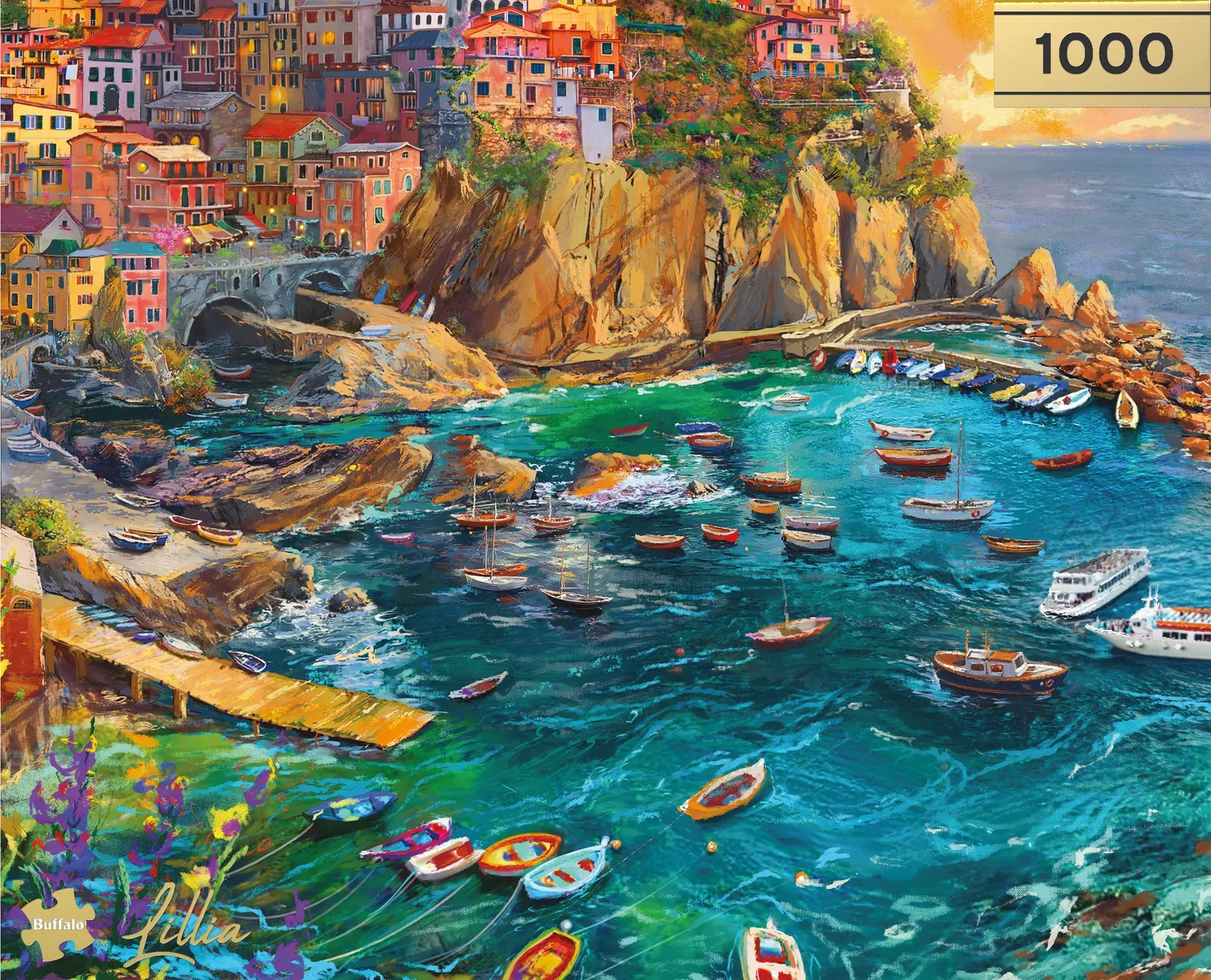 Buffalo Games Gold Cinque Terre Seas puslespil 1000 brikker kyst