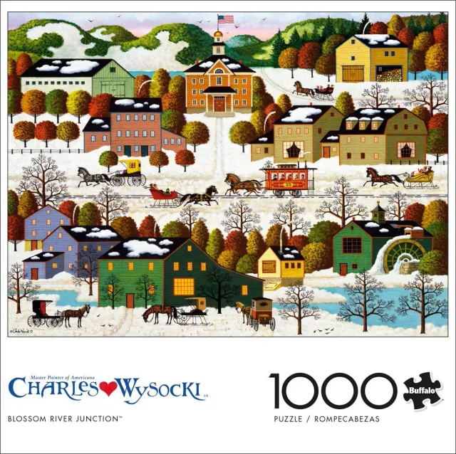 Buffalo Games Wysocki Blossom River Junction puslespil 1000 brikker sne