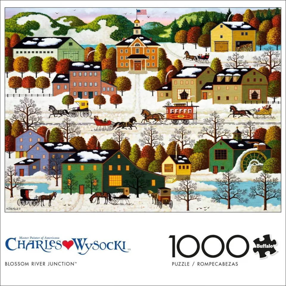 Buffalo Games Wysocki Blossom River Junction puslespil 1000 brikker sne
