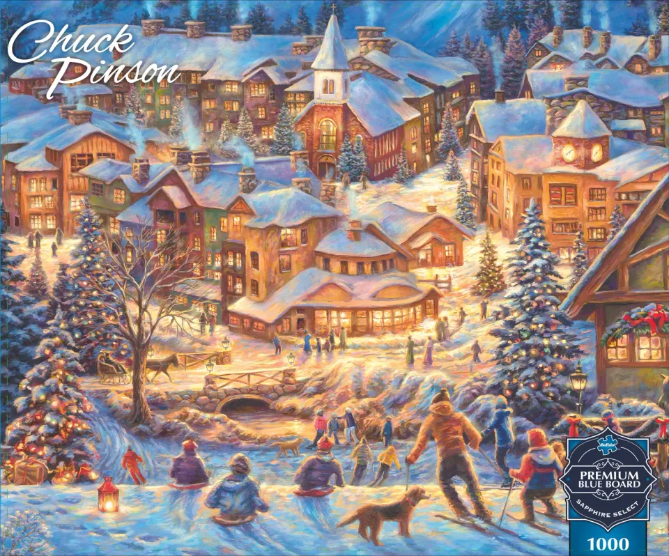 Buffalo Games Sapphire Twilight Winter Village puslespil 1000 brikker jul