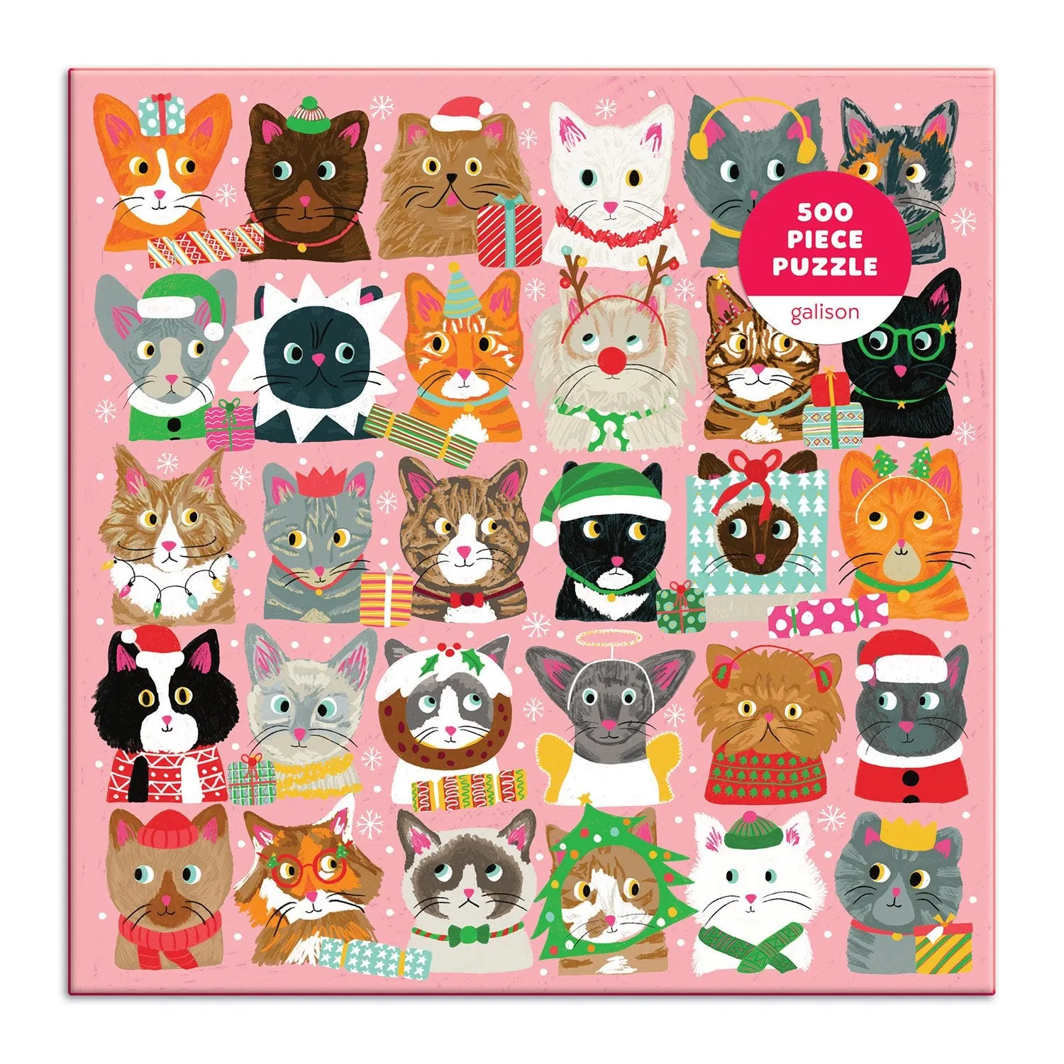 Galison Liza Lewis Festive Furballs puslespil 500 brikker katte