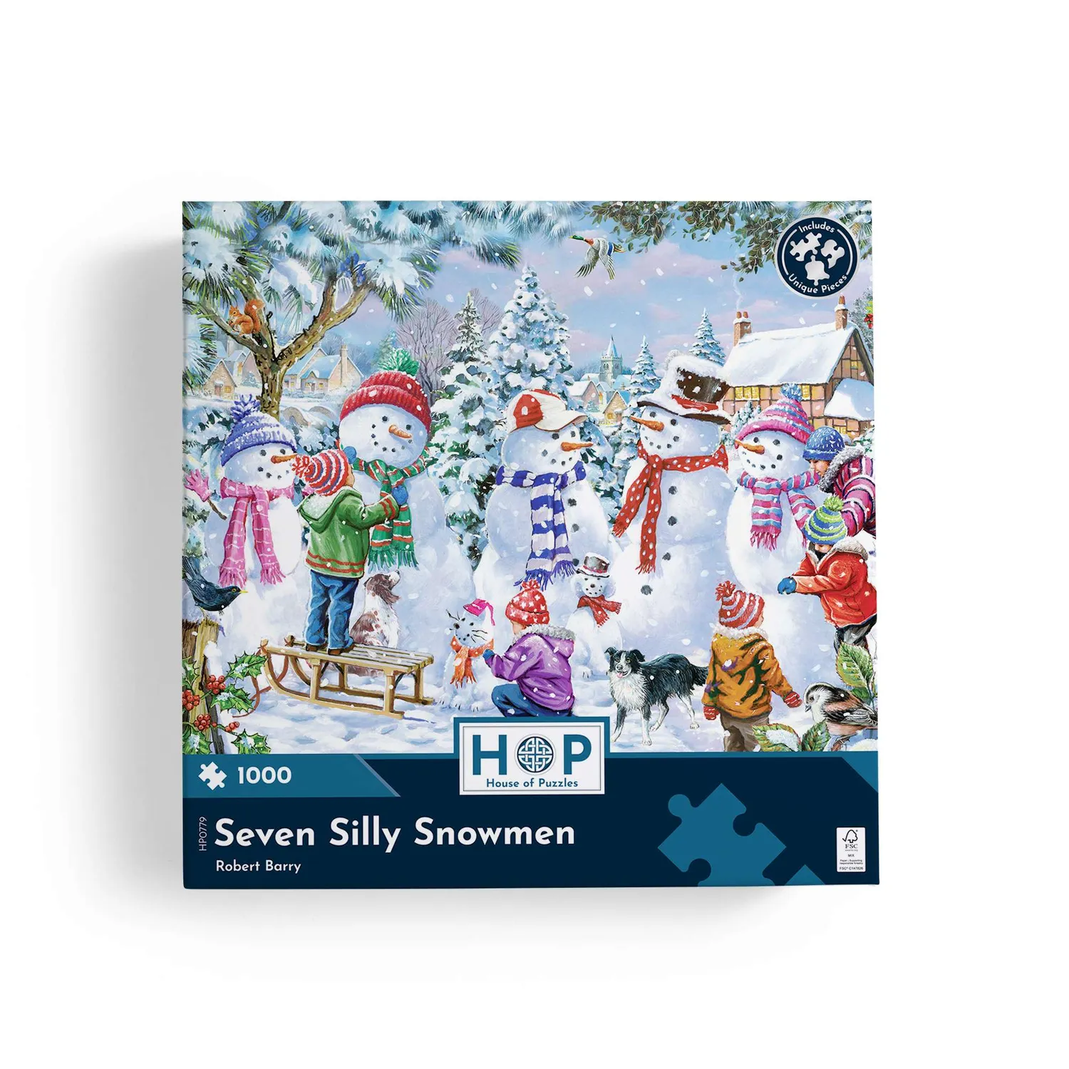House of Puzzles Seven Silly Snowmen puslespil 1000 julebrikker
