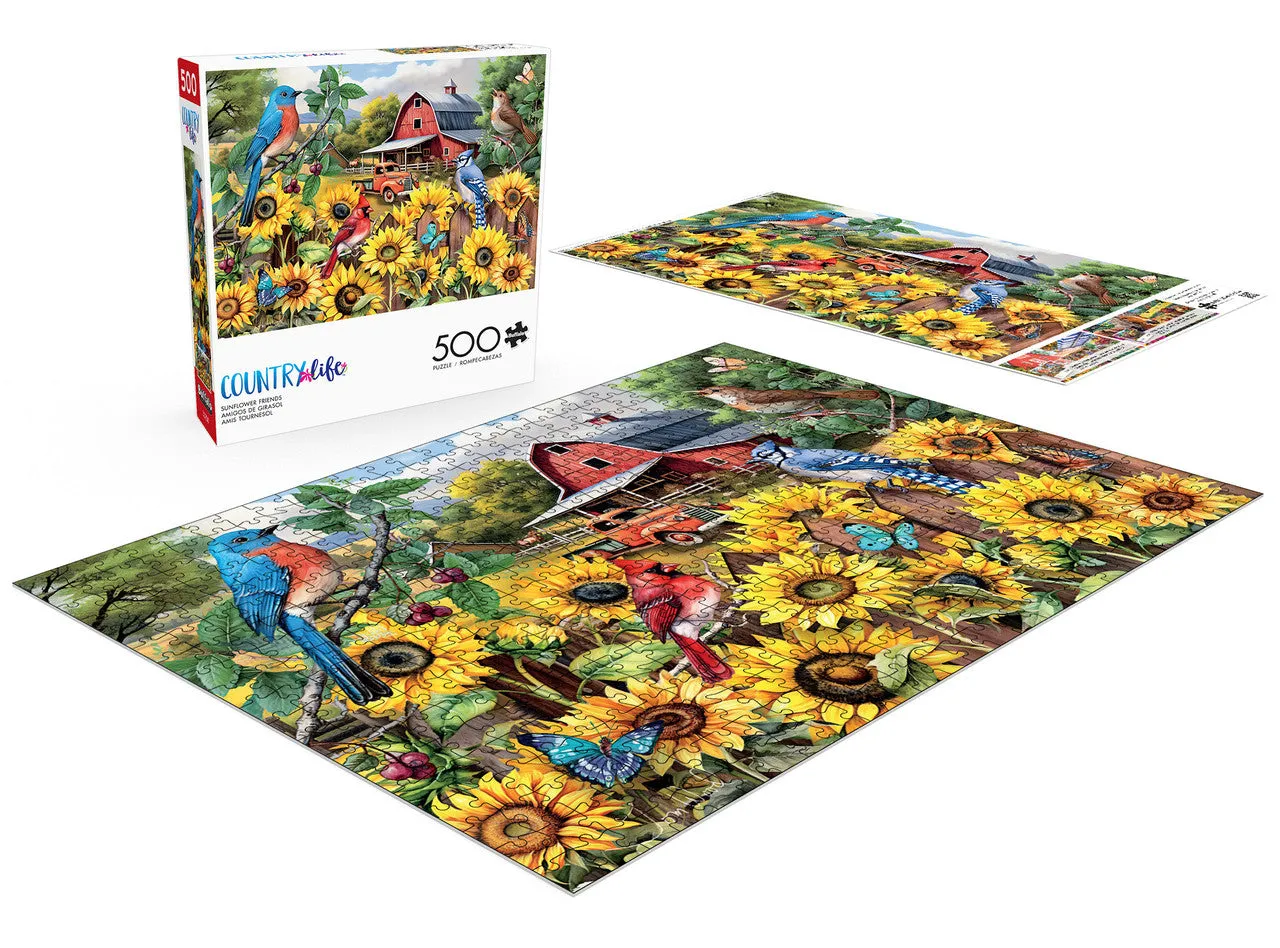 Buffalo Games Country Life Sunflower Friends puslespil 500 brikker solsikke