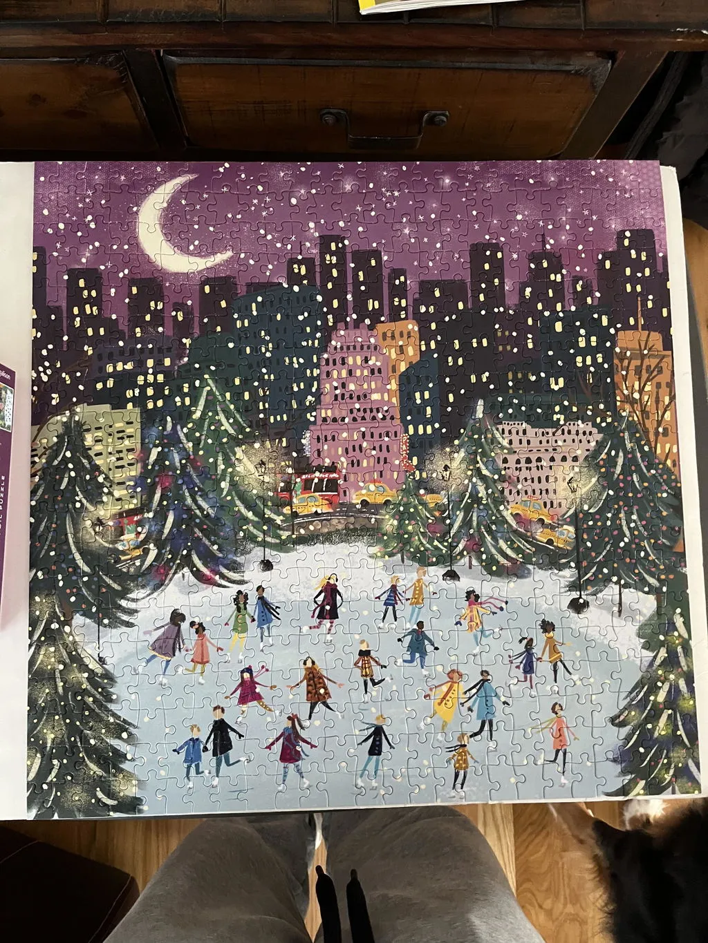 Good Puzzle Co. Merry Moonlight Skaters puslespil 500 brikker jul