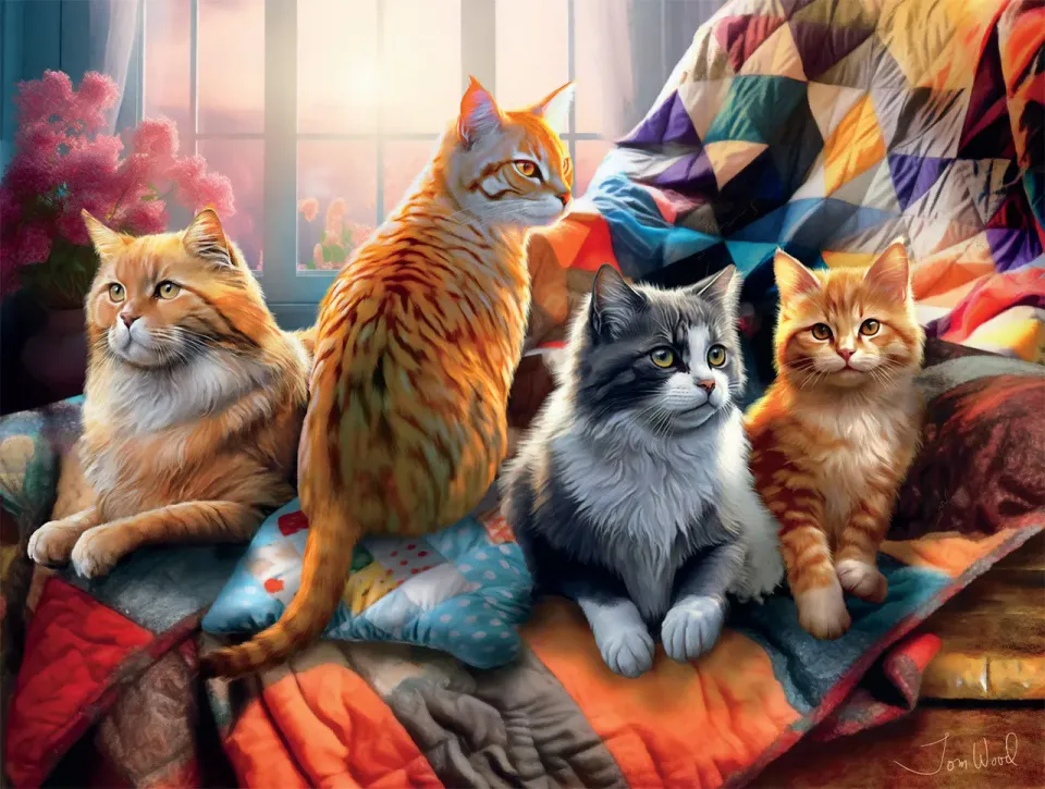 Buffalo Games Cats and Quilts puslespil 750 brikker katte