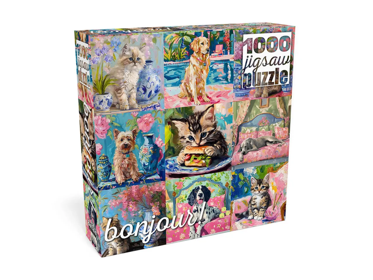 Buffalo Games Bonjour Cats and Dogs puslespil 1000 brikker collage