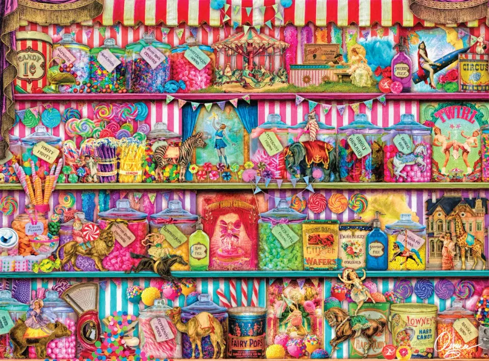Buffalo Games Aimee Stewart Sweet Shoppe puslespil 1000 brikker slik